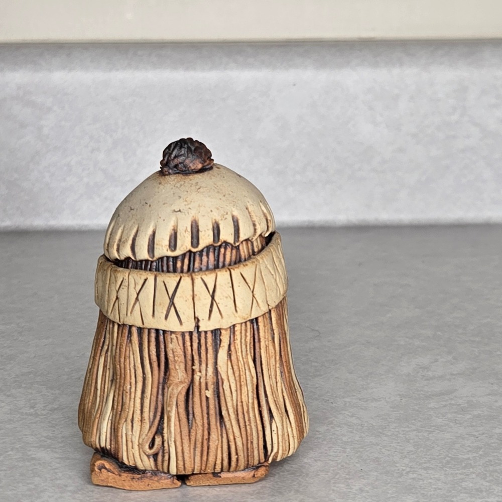 Art Pottery Folk Art Sculpture Gnome Figurine Clay Pottery Whimsical Decor - Picture 3 of 6